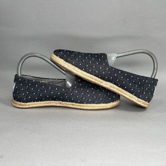 Toms Alpargata Shoes Women's Size 6.5 Chambray Dot Espadrille Slip On Loafers - Picture 7 of 12
